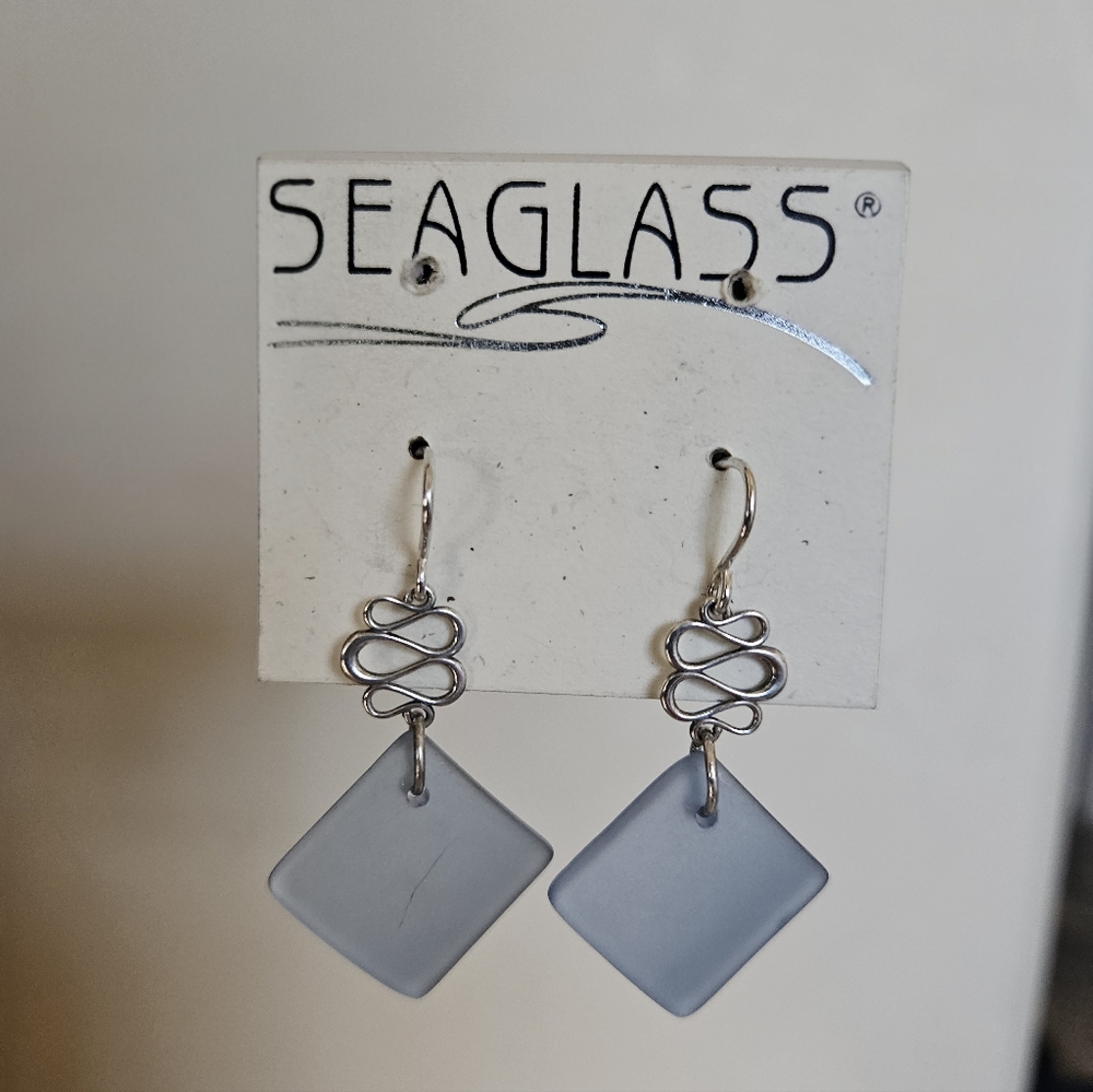 Blue Recycled Glass Earrings